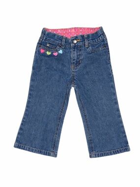 Carter’s Toddler Girls Jeans 18M Heart Embroidered Denim Pants Cute Pink Elastic